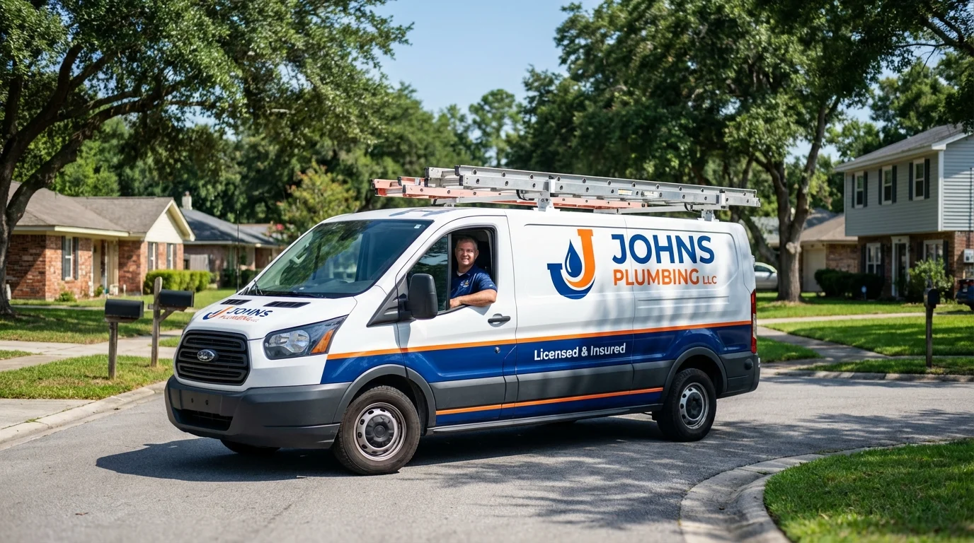 Johns Plumbing LLC service van in Emerson, NJ