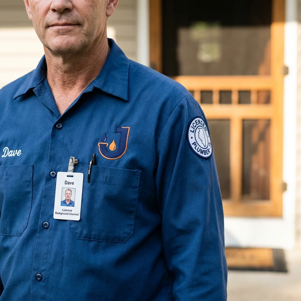 Licensed plumber showing ID badge in Emerson, NJ