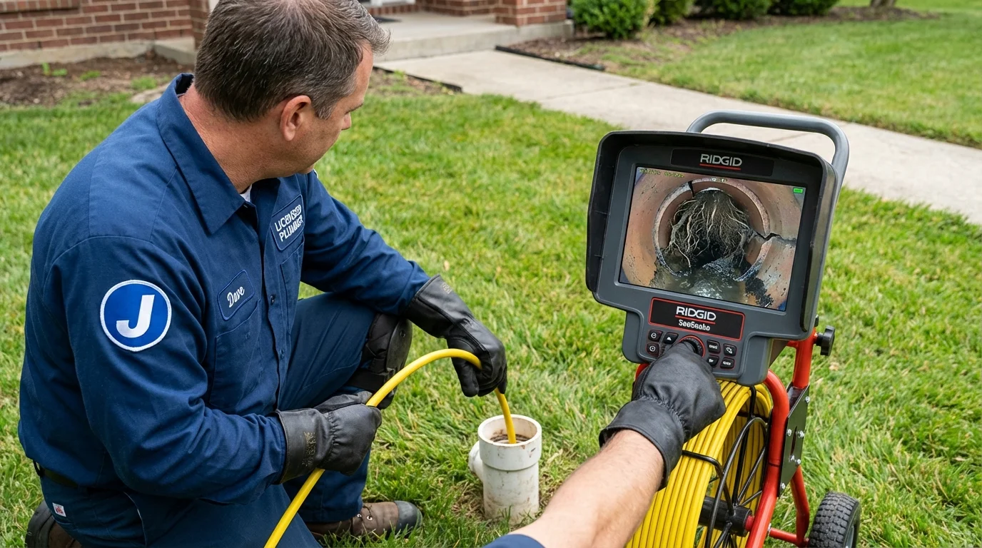 Sewer camera inspection being performed by Johns Plumbing LLC in Emerson